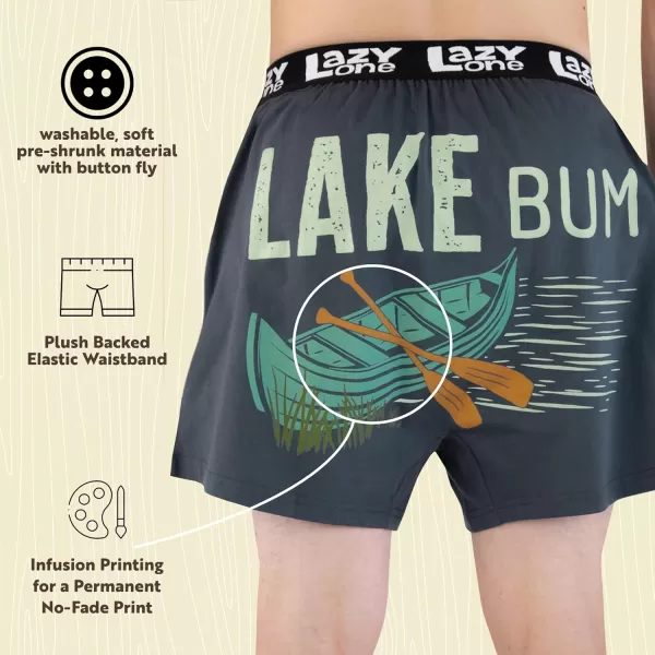 Lazy One Funny Animal Boxers Novelty Boxer Shorts Gag Gifts for Men Humorous Underwear for MenLake Bum Boxers