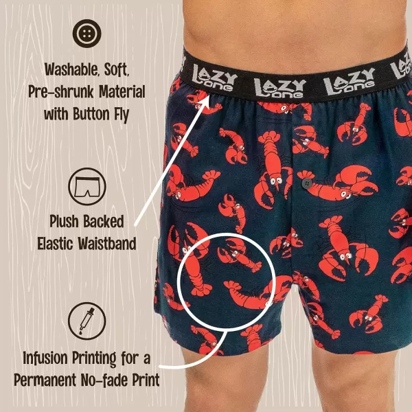 Lazy One Funny Animal Boxers Novelty Boxer Shorts Gag Gifts for Men Humorous Underwear for MenLobster Boxers