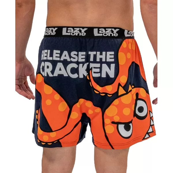 Lazy One Funny Animal Boxers Novelty Boxer Shorts Gag Gifts for Men Humorous Underwear for MenNavy Blue Cracken Boxers