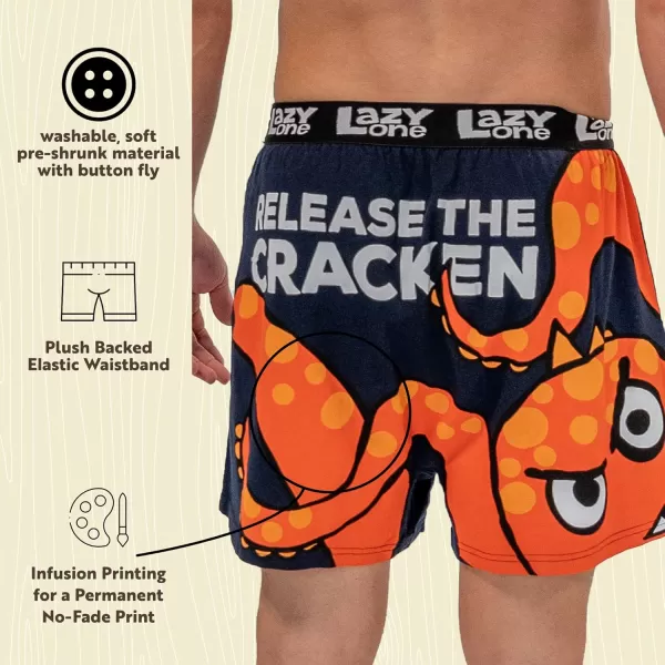Lazy One Funny Animal Boxers Novelty Boxer Shorts Gag Gifts for Men Humorous Underwear for MenNavy Blue Cracken Boxers