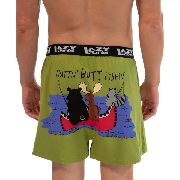 Lazy One Funny Animal Boxers Novelty Boxer Shorts Gag Gifts for Men Humorous Underwear for MenNothing But Fishing Boxers