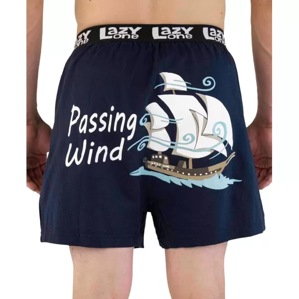 Lazy One Funny Animal Boxers Novelty Boxer Shorts Gag Gifts for Men Humorous Underwear for MenPassing Wind Blue Boxers