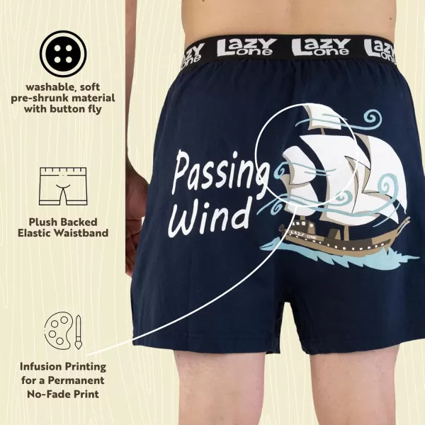 Lazy One Funny Animal Boxers Novelty Boxer Shorts Gag Gifts for Men Humorous Underwear for MenPassing Wind Blue Boxers