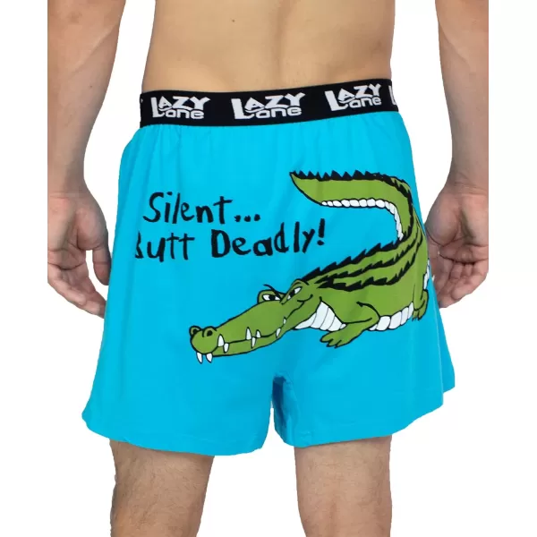 Lazy One Funny Animal Boxers Novelty Boxer Shorts Gag Gifts for Men Humorous Underwear for MenSilent But Deadly Gator Boxers