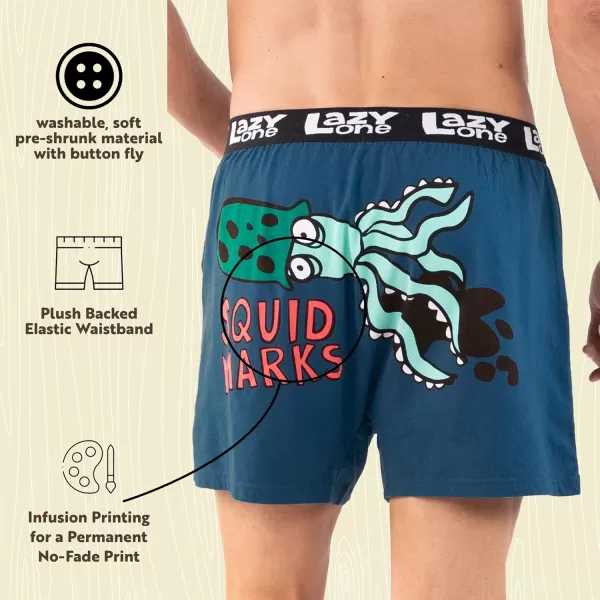 Lazy One Funny Animal Boxers Novelty Boxer Shorts Gag Gifts for Men Humorous Underwear for MenSquid Marks Boxers