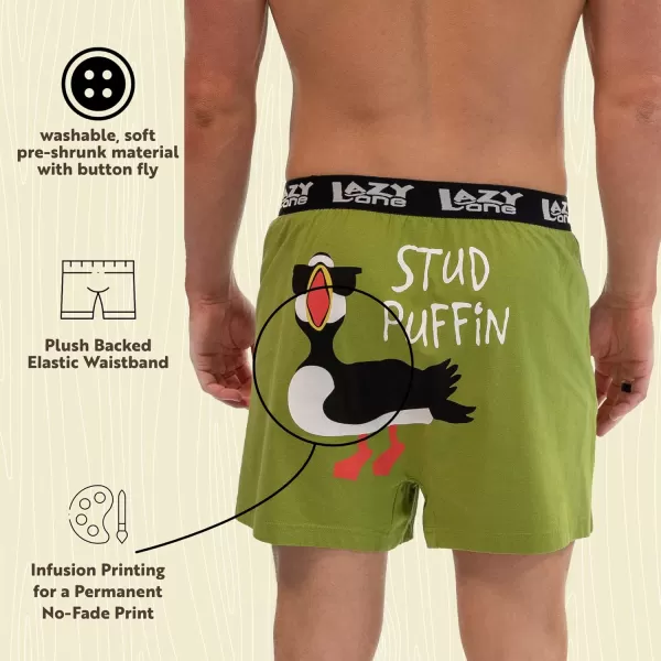 Lazy One Funny Animal Boxers Novelty Boxer Shorts Gag Gifts for Men Humorous Underwear for MenStud Puffin Boxers
