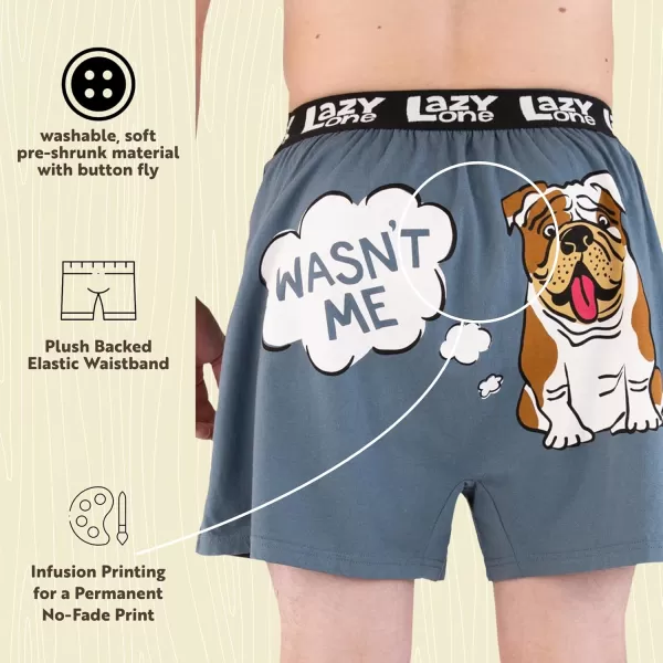 Lazy One Funny Animal Boxers Novelty Boxer Shorts Gag Gifts for Men Humorous Underwear for MenWasnt Me Bulldog Boxer