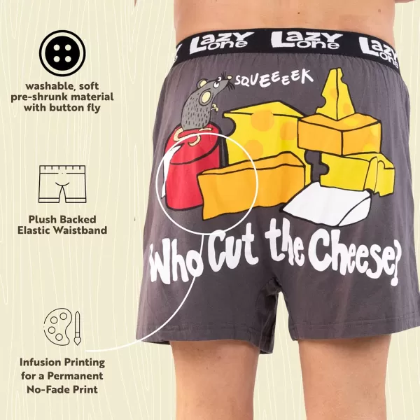 Lazy One Funny Animal Boxers Novelty Boxer Shorts Gag Gifts for Men Humorous Underwear for MenWho Cut the Cheese Boxers