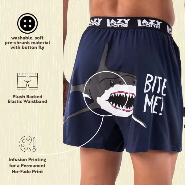Lazy One Funny Animal Boxers Novelty Boxer Shorts Gag Gifts for Men Humorous Underwear for MenWide Awake Sharks Boxers