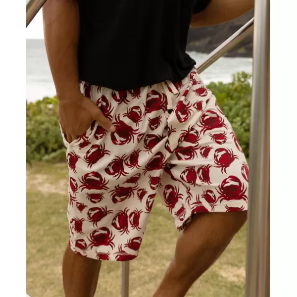 Lazy One Pajama Shorts for Men Mens Pajama Bottoms Sleepwear Seafood Ocean Crustacean Animal Crabs Large