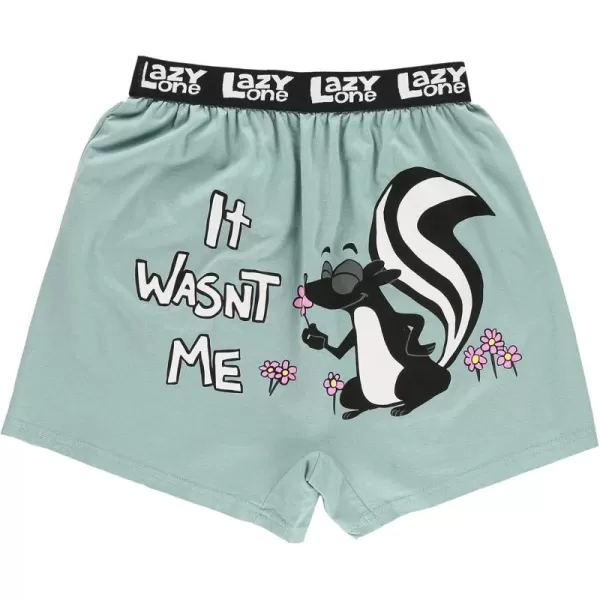 Lazy One Funny Animal Boxers Novelty Boxer Shorts Gag Gifts for Men Humorous Underwear for MenIt Wasnt Me Blue Boxers
