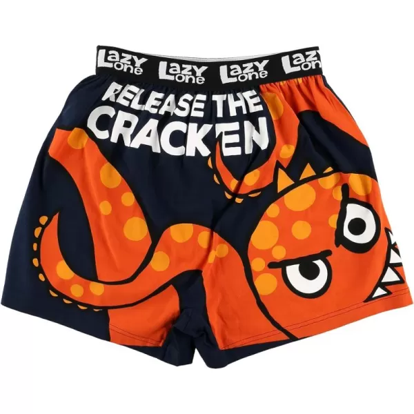 Lazy One Funny Animal Boxers Novelty Boxer Shorts Gag Gifts for Men Humorous Underwear for MenNavy Blue Cracken Boxers