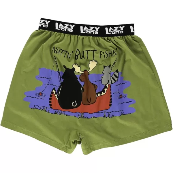 Lazy One Funny Animal Boxers Novelty Boxer Shorts Gag Gifts for Men Humorous Underwear for MenNothing But Fishing Boxers