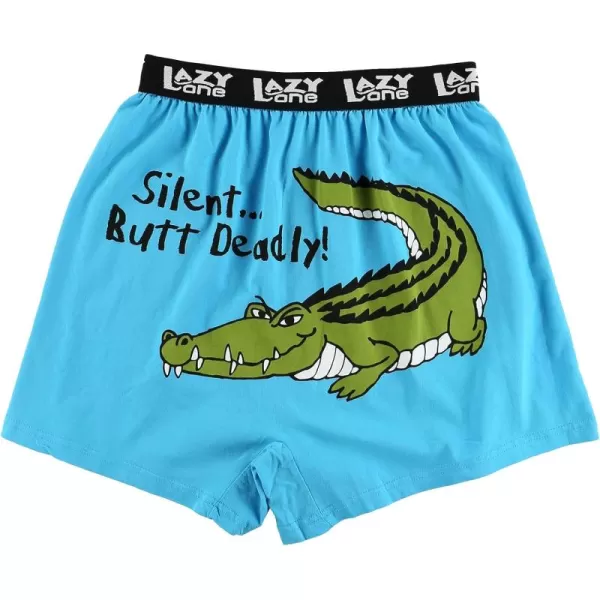 Lazy One Funny Animal Boxers Novelty Boxer Shorts Gag Gifts for Men Humorous Underwear for MenSilent But Deadly Gator Boxers