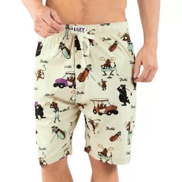 Lazy One Pajama Shorts for Men Mens Pajama Bottoms Sleepwear Caddy Golf Cart Bear Moose Beaver Golfing Medium