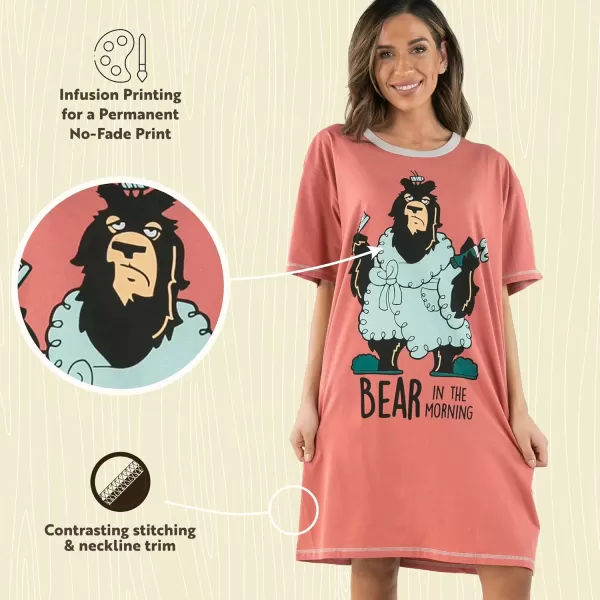 Lazy One Nightshirts for Women Cute Nightgown for Women Animal DesignsBear in Am Nightshirt
