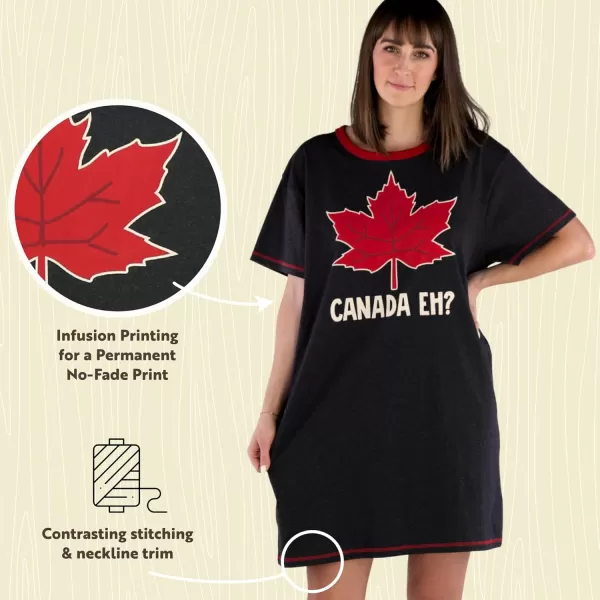 Lazy One Nightshirts for Women Cute Nightgown for Women Animal DesignsCanada Eh Nightshirt