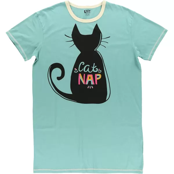 Lazy One Nightshirts for Women Cute Nightgown for Women Animal DesignsCat Nap Blue Nightshirt