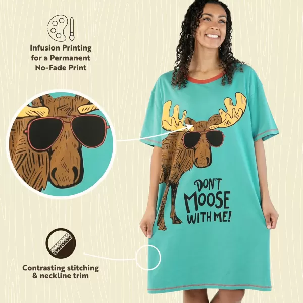 Lazy One Nightshirts for Women Cute Nightgown for Women Animal DesignsDont Moose Nightshirt