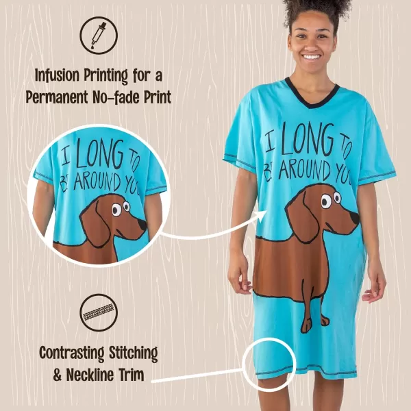 Lazy One Nightshirts for Women Cute Nightgown for Women Animal DesignsLight Blue Long to Be Around You Nightshirt