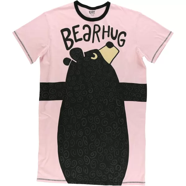 Lazy One Nightshirts for Women Cute Nightgown for Women Animal DesignsLight Pink Bear Hug Pink Nightshirt