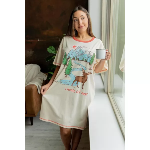 Lazy One Nightshirts for Women Cute Nightgown for Women Animal DesignsMoose Get Away