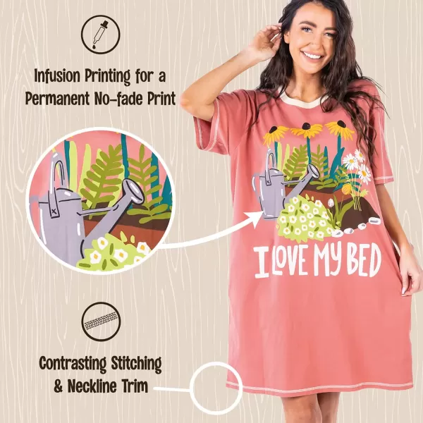 Lazy One Nightshirts for Women Cute Nightgown for Women Animal DesignsPink I Love My Bed Nightshirt