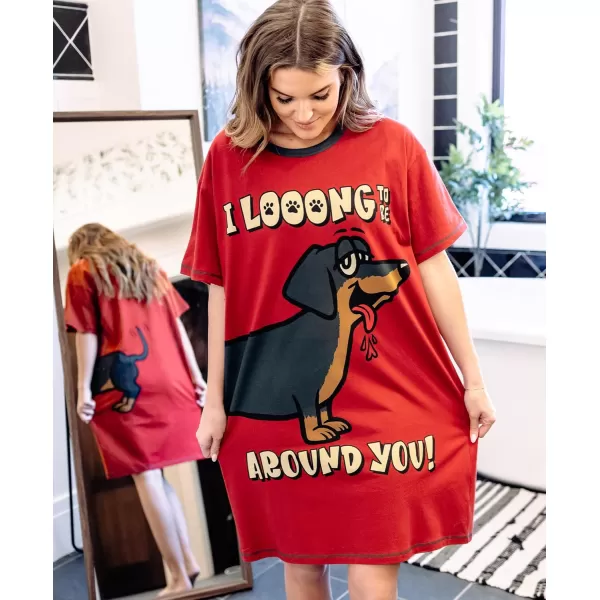 Lazy One Nightshirts for Women Cute Nightgown for Women Animal DesignsRed Long to Be Nightshirt