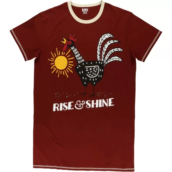 Lazy One Nightshirts for Women Cute Nightgown for Women Animal DesignsRed Rise  Shine Rooster Nightshirt