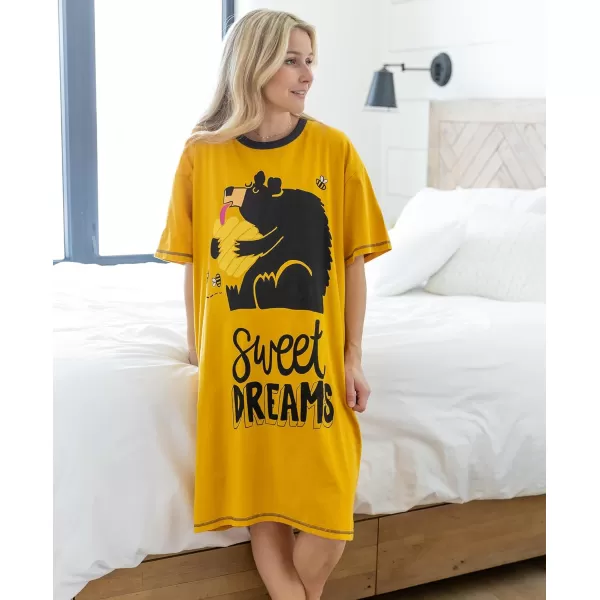 Lazy One Nightshirts for Women Cute Nightgown for Women Animal DesignsSweet Dreams Bear Nightshirt