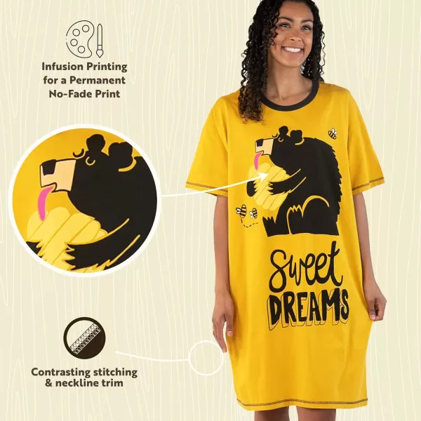 Lazy One Nightshirts for Women Cute Nightgown for Women Animal DesignsSweet Dreams Bear Nightshirt