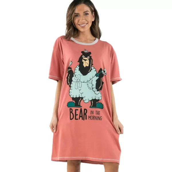 Lazy One Nightshirts for Women Cute Nightgown for Women Animal DesignsBear in Am Nightshirt