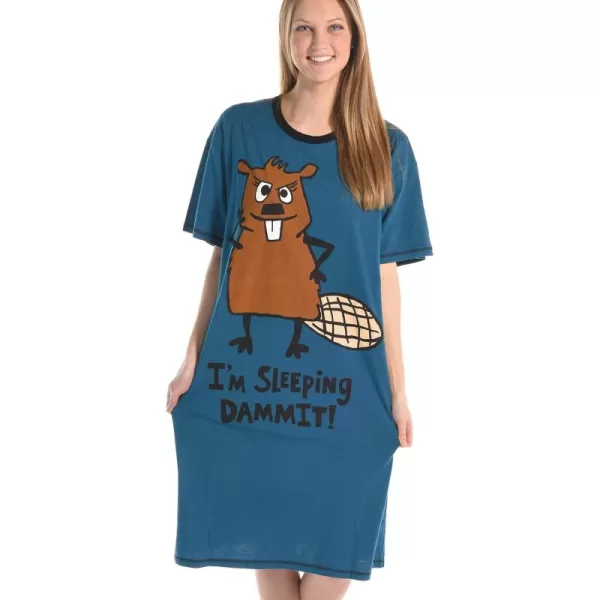 Lazy One Nightshirts for Women Cute Nightgown for Women Animal DesignsBlue One Dam Thing After Another Nightshirt
