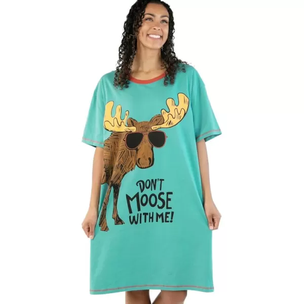 Lazy One Nightshirts for Women Cute Nightgown for Women Animal DesignsDont Moose Nightshirt