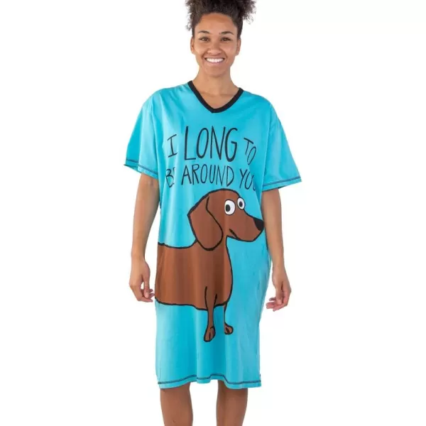 Lazy One Nightshirts for Women Cute Nightgown for Women Animal DesignsLight Blue Long to Be Around You Nightshirt