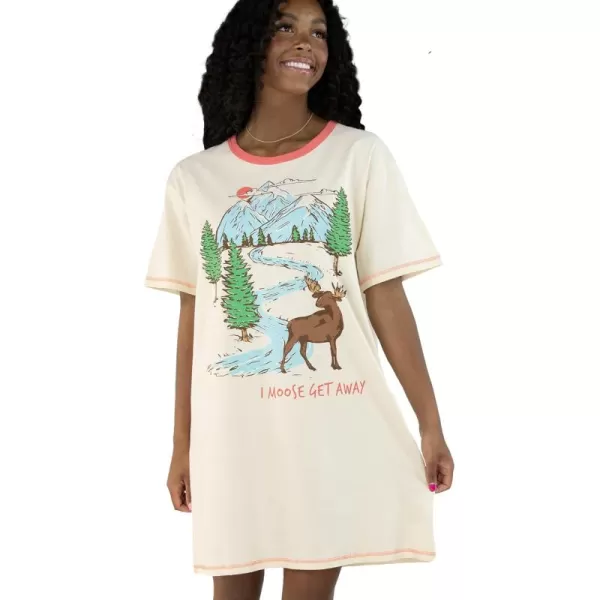 Lazy One Nightshirts for Women Cute Nightgown for Women Animal DesignsMoose Get Away