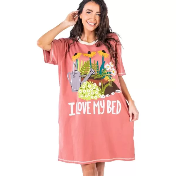 Lazy One Nightshirts for Women Cute Nightgown for Women Animal DesignsPink I Love My Bed Nightshirt