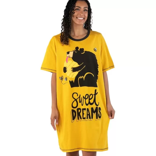 Lazy One Nightshirts for Women Cute Nightgown for Women Animal DesignsSweet Dreams Bear Nightshirt