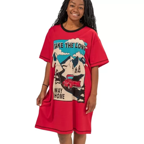 Lazy One Nightshirts for Women Cute Nightgown for Women Animal DesignsTake the Long Way Nightshirt