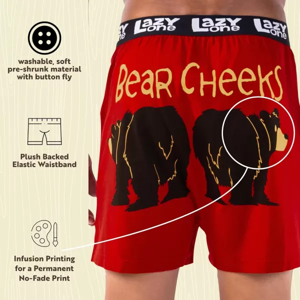 Lazy One Funny Animal Boxers Novelty Boxer Shorts Humorous Underwear Gag Gifts for Men Funny Bear BoxersBear Cheeks Boxers