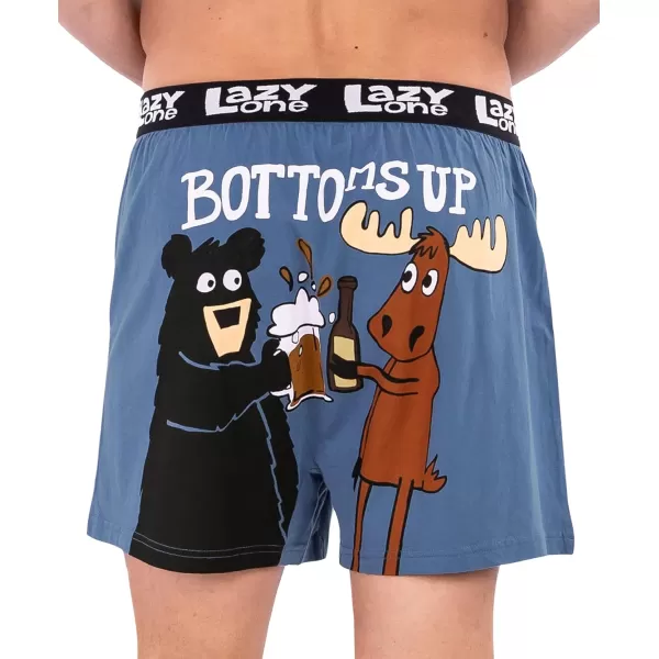 Lazy One Funny Animal Boxers Novelty Boxer Shorts Humorous Underwear Gag Gifts for Men Funny Bear BoxersBottoms Up Boxers