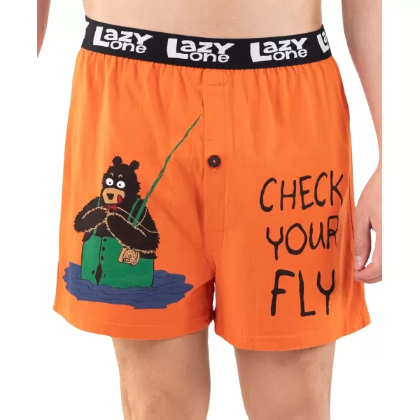 Lazy One Funny Animal Boxers Novelty Boxer Shorts Humorous Underwear Gag Gifts for Men Funny Bear BoxersCheck Your Fly Boxers