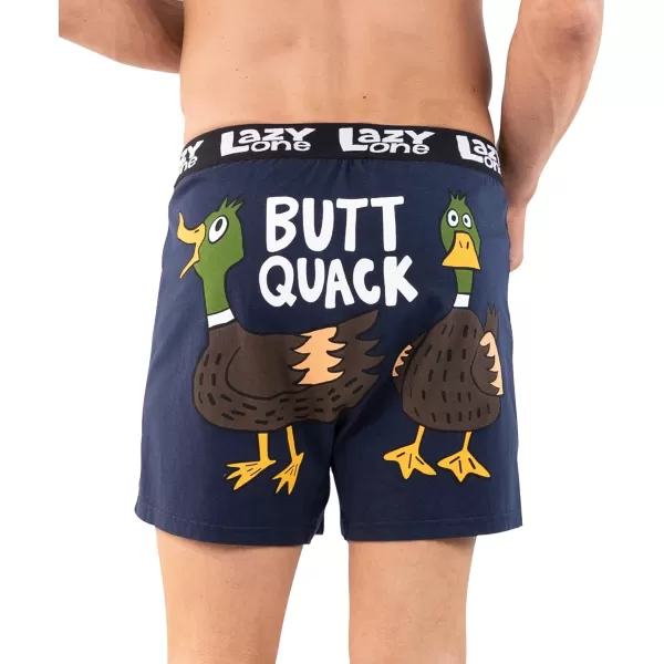 Lazy One Funny Animal Boxers Novelty Boxer Shorts Humorous Underwear Gag Gifts for Men Funny Bear BoxersDark Blue Butt Quack Boxer