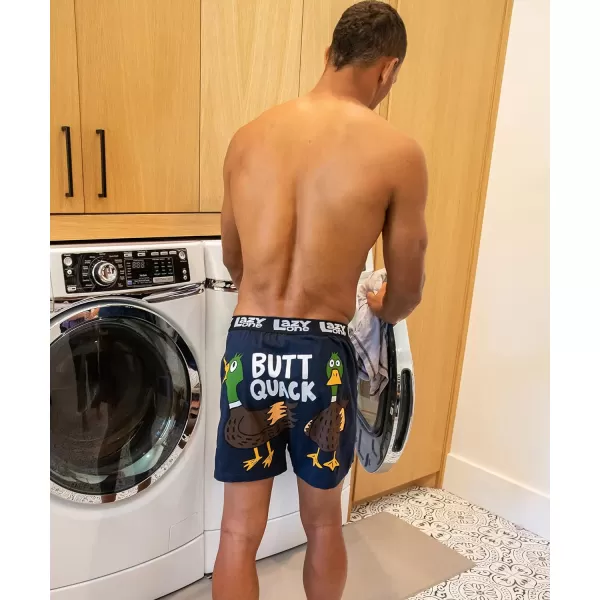Lazy One Funny Animal Boxers Novelty Boxer Shorts Humorous Underwear Gag Gifts for Men Funny Bear BoxersDark Blue Butt Quack Boxer
