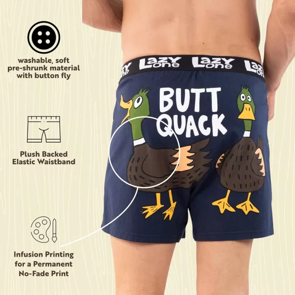 Lazy One Funny Animal Boxers Novelty Boxer Shorts Humorous Underwear Gag Gifts for Men Funny Bear BoxersDark Blue Butt Quack Boxer