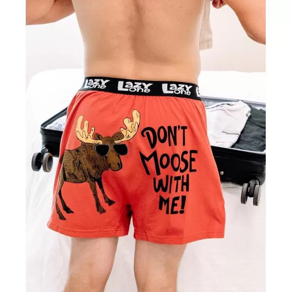 Lazy One Funny Animal Boxers Novelty Boxer Shorts Humorous Underwear Gag Gifts for Men Funny Bear BoxersDont Moose Orange Boxers