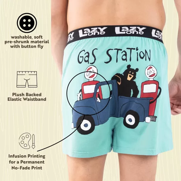 Lazy One Funny Animal Boxers Novelty Boxer Shorts Humorous Underwear Gag Gifts for Men Funny Bear BoxersGas Station Boxers