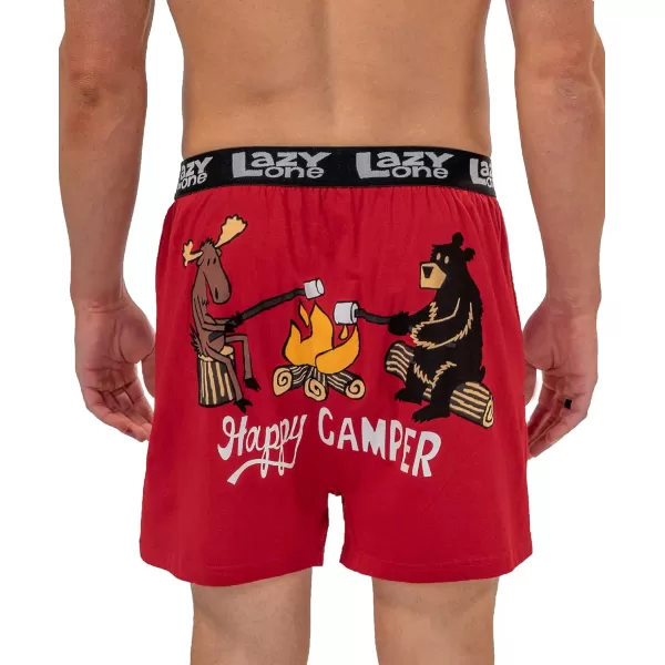 Lazy One Funny Animal Boxers Novelty Boxer Shorts Humorous Underwear Gag Gifts for Men Funny Bear BoxersHappy Camper Boxers