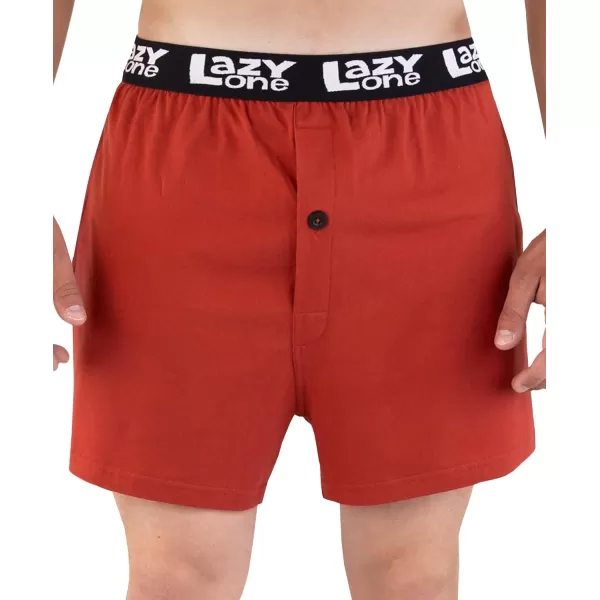 Lazy One Funny Animal Boxers Novelty Boxer Shorts Humorous Underwear Gag Gifts for Men Funny Bear BoxersHappy Camper Red Boxers