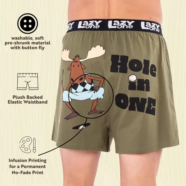 Lazy One Funny Animal Boxers Novelty Boxer Shorts Humorous Underwear Gag Gifts for Men Funny Bear BoxersHole in One Boxers